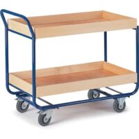 Rollcart Tischwagen mit 2 Etagen 775x475mm Buchedekor 80mm Rand