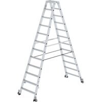 MUNK Stehleiter beidseitig begehbar mit Rollen 2x12 Stufen