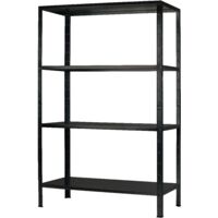 SCHULTE Regalwelt Steckregal mit 4 PowerMAX Fachböden, 65 kg Tragkraft, 180x100x40 cm (HxBxT), schwarz-Struktur, Lagerregal, Werkstattregal, Kellerregal, Garagenregal, Metallregal