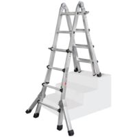 Iller Teleskopleiter, beidseitig begehbar mit Dreiecksausleger, 4x5 Sprossen und 6,0m AH