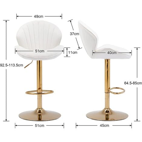 2X Taburetes de Bar Terciopelo con Respaldo Taburetes Altos de Cocina Regulable en Altura,Sillas Bar Estilo Moderno para Resturante, Beige