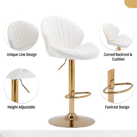 2X Taburetes de Bar Terciopelo con Respaldo Taburetes Altos de Cocina Regulable en Altura,Sillas Bar Estilo Moderno para Resturante, Beige