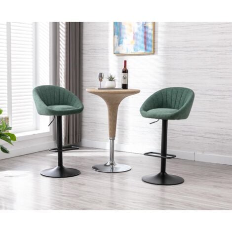 Taburetes de Bar Juego de 2 en Tela Sillas de Mostrador Modernas con Respaldo en Forma de Concha Sillas de Bar de Altura Ajustable para Bar en Casa, Verde, Wahson
