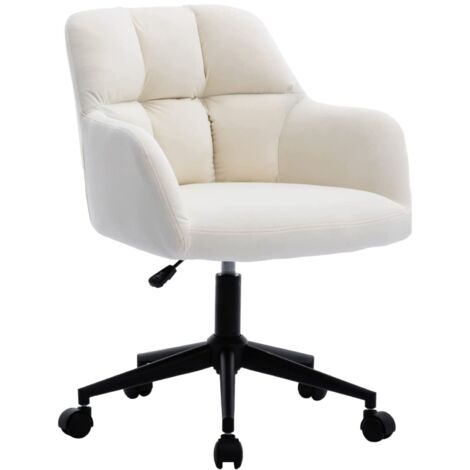 Silla de Oficina Tapizada en Terciopelo Sillón de Escritorio Moderno con Ruedas Ajustable en Altura para el Hogar Oficina Dormitorio, Blanco, Wahson