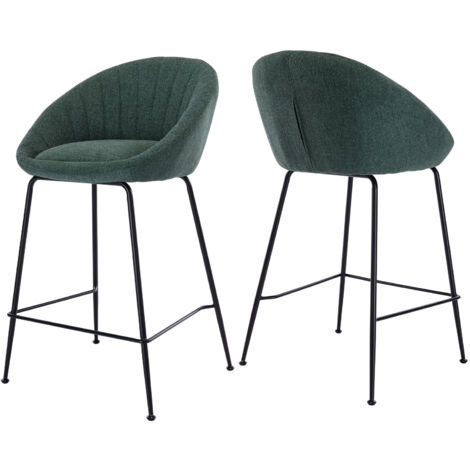 Juego de 2 Taburetes de Bar Tapizados en Tela Modernos con Reposapiés para el Hogar Bar Restaruant, Verde, Wahson (1/5)