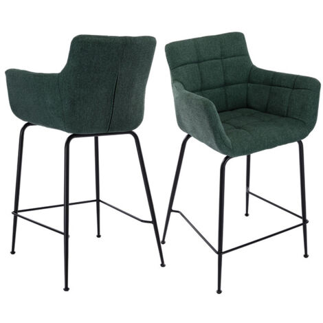 Wahson 2 Taburetes de Bar Juego de 2 en Tela Tapizados Sillas de Mostrador Modernas con Reposapiés Taburetes Altos para Cocina Hogar Bar Restaurante, Verde (1/5)