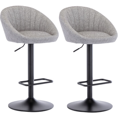 Taburetes de Bar Juego de 2 en Tela Sillas de Mostrador Modernas Sillas de Bar de Altura Ajustable para Bar en Casa, Gris, Wahson
