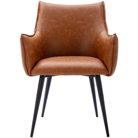 Sillón de Cuero de la PU Tapizado Vintage Silla con respaldo cómodo para el Dormitorio Sala de Estar Oficina, Marrón, Wahson (1/5)