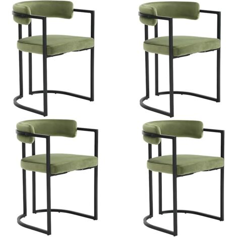 Sillas de Comedor Juego de 4 en Terciopelo Sillas de Cocina de Diseño Moderno con patas de Metal para Restaurante Salón, Verde, Wahson