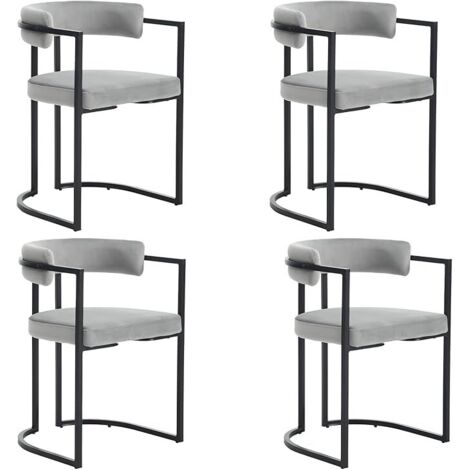 Sillas de Comedor Juego de 4 en Terciopelo Sillas de Cocina de Diseño Moderno con patas de Metal para Restaurante Salón, Gris, Wahson