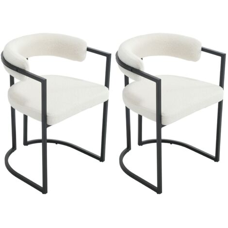 Sillas de Comedor Juego de 2 de piel Sintética Sillas de Cocina de Diseño Moderno con patas de Metal para Restaurante Salón, Blanco, Wahson