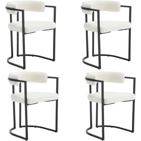 Sillas de Comedor Juego de 4 de piel Sintética Sillas de Cocina de Diseño Moderno con patas de Metal para Restaurante Salón, Blanco, Wahson