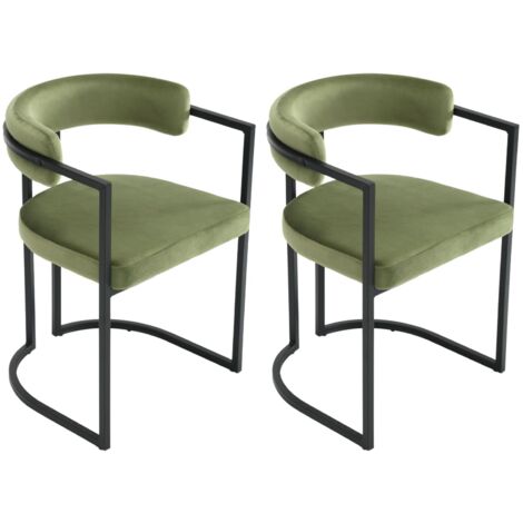 Sillas de Comedor Juego de 2 en Terciopelo Sillas de Cocina de Diseño Moderno con patas de Metal para Restaurante Salón, Verde, Wahson