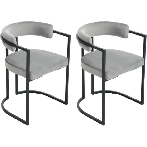Sillas de Comedor Juego de 2 en Terciopelo Sillas de Cocina de Diseño Moderno con patas de Metal para Restaurante Salón, Gris, Wahson