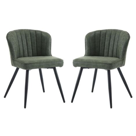 Sillas de Comedor de Terciopelo Juego de 2 Sillas Cocina Modernas Cojín Grueso Sillas de Salón con Patas Doradas para Sala de Estar Retaurante, Verde, Wahson