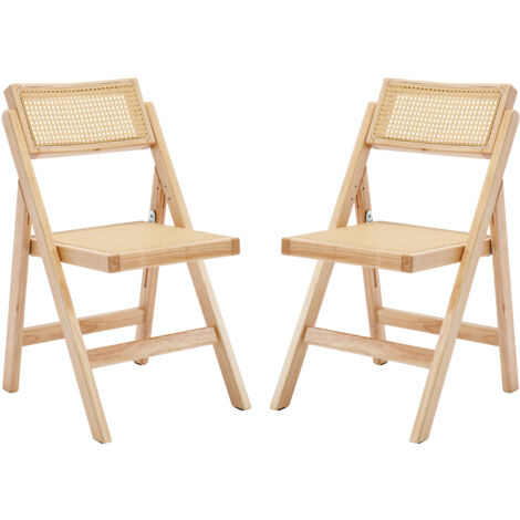 Wahson 2 Sillas de Comedor con Respaldo Sillas Plegables sin Brazos con Estructura de Madera Sillas de ocio Rústicas para Cocina Salón Balcón, Amarillo