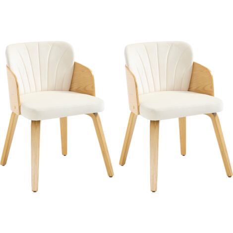 Juego de 2 Sillas de Comedor con Respaldo Tapizado en Terciopelo de Cocina Rústico con Patas de Madera para Comedor Salón Restaurante, Beige, Chairus (1/5)