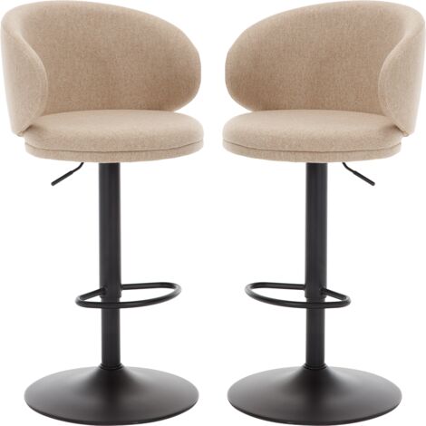 Lot de 2 Tabouret de Bar Réglable en Lin, Tabourets de Bar avec Repose-Pieds Chaise Bar Haute pour Bar—Wahson, Kaki (1/5)