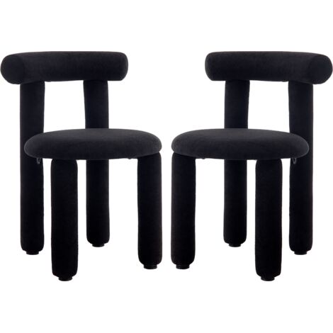Sillas de Comedor Juego de 2 de Lana Sintética Modernas sin Brazos Elegantes Sillas de Esquina para el Hogar Cocina Sala de Estar, Negro, Wahson