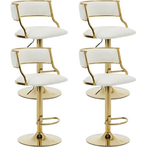 Juego de 4 Taburetes de Bar en Terciopelo Acolchado Sillas de Mostrador con Respaldo Curvado Chic para el Hogar Pub Restaurante, Beige, Wahson (1/5)