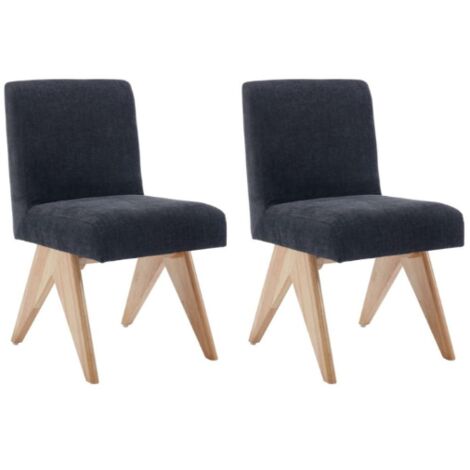 Juego de 2 Sillas de Comedor Tapizadas de Cocina Rústicas con Patas de Madera para Salón Restaurante, Antracita, Wahson
