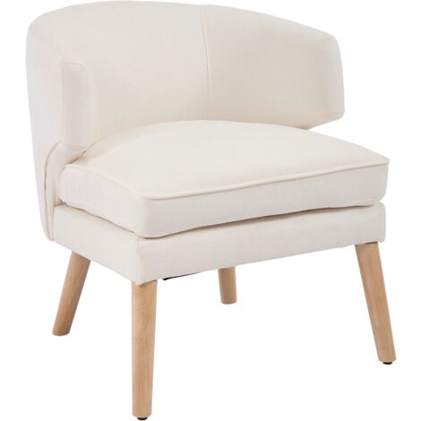 Wahson Sillón de Chenilla Grueso Acolchado Moderno Ocasional Bañera Sillón Cómodo con Patas de Madera para Dormitorio Salón, Beige,