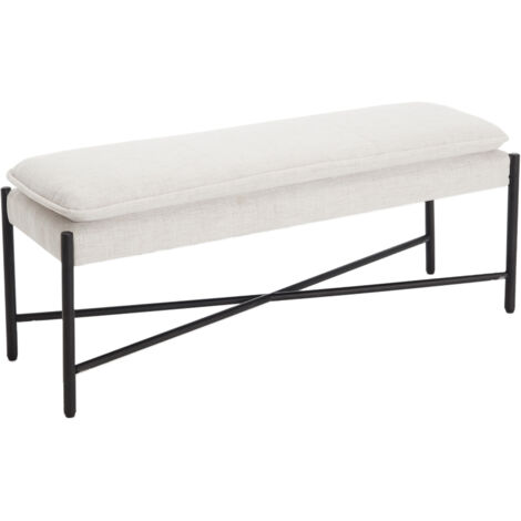Banco Otomano en Lino Tapizado Asiento de Ventana Escabel Moderno Simple Banco para Dormitorio Sala de Estar Entrada, Beige, Wahson
