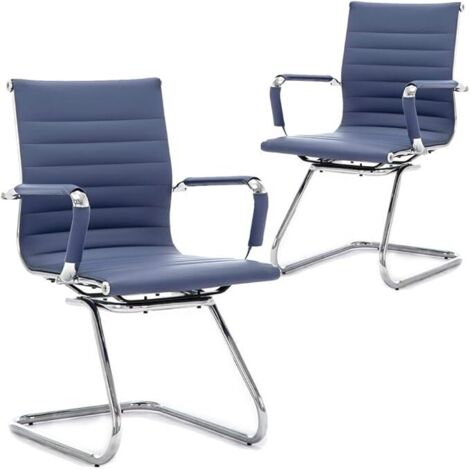 Wahson Sillas de Oficina para Reuniones Juego de 2 en cuero de PU Sillas de Recepción en Voladizo para sala de Juntas Conferencia, Azul