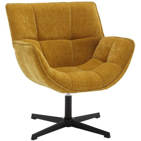 Sillón de Tela de Chenilla Sillón Giratorio con Respaldo cómodo para el Dormitorio Sala de Estar, Amarillo, Wahson