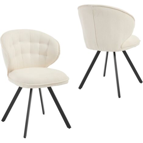 Sillas de Comedor 2Pcs en Tela de Chenilla Sillas de Cocina Modernas con Respaldo Cómodo para Salón Restaurante Cafetería, Blanco, Wahson (1/5)