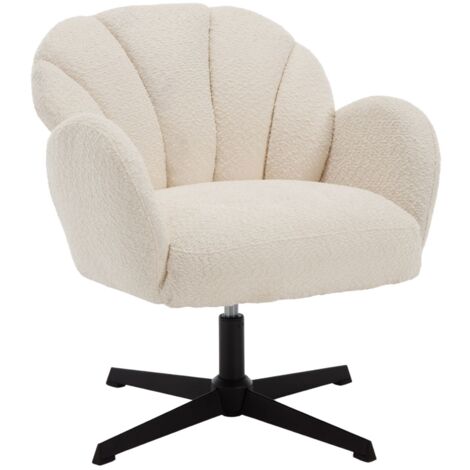 Wahson Sillón de Lana Sintética Tapizado Moderno Tocador Silla con Respaldo Cómodo para el Hogar Dormitorio sala de Estar, Blanco (1/5)
