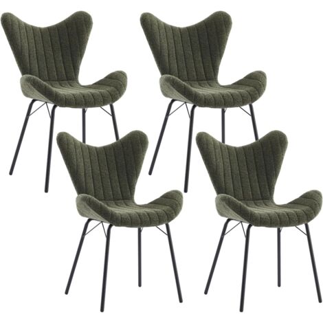 Wahson Sillas de Comedor Juego de 4 en Tela de Chenilla Sillas de Cocina Modernas con Respaldo Elegante para Salón Restaurante Cafetería, Verde