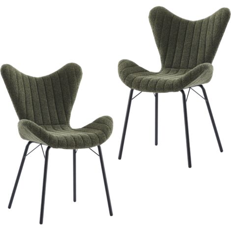 Wahson Sillas de Comedor Juego de 2 en Tela de Chenilla Sillas de Cocina Modernas con Respaldo Elegante para Salón Restaurante Cafetería, Verde