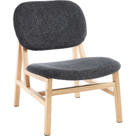 Silla Auxiliar con Asiento Acolchado en Tejido de Chenilla y Estructura de Madera para Dormitorio Salón o Cafetería, Gris, Wahson