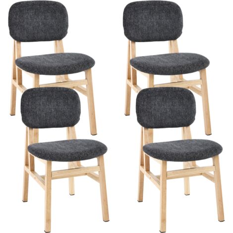 Sillas de Comedor Juego de 4 con Asiento Acolchado de Chenilla Sillas Rústicas de Cocina para Salón o Restaurante, Gris, Wahson