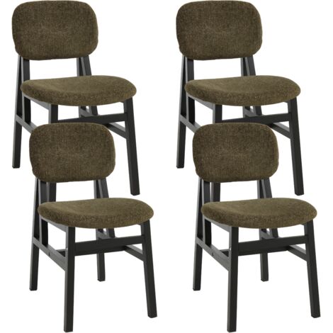 Sillas de Comedor Juego de 4 con Asiento Acolchado de Chenilla Sillas Rústicas de Cocina para Salón o Restaurante, Verde, Wahson