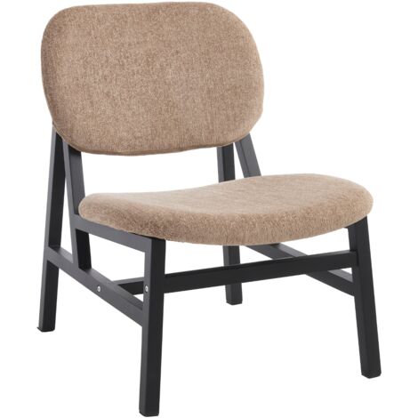 Silla Auxiliar con Asiento Acolchado en Tejido de Chenilla y Estructura de Madera para Dormitorio Salón o Cafetería, Marrón Claro, Wahson