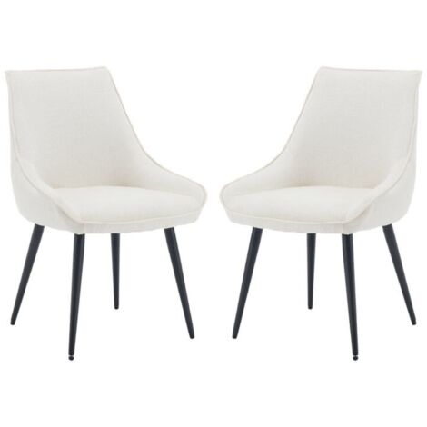 Sillas de Comedor Juego de 2 de Chenilla Sillas de Cocina Modernas con Respaldo Cómodo para Salón Restaurante o Cafetería, Blanco, Wahson (1/5)