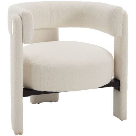 Wahson Sillón de Lana Sintética Sillón Tapizado Ocasional para Maquillaje Sillón de Tocador para Dormitorio y Salón, Blanco