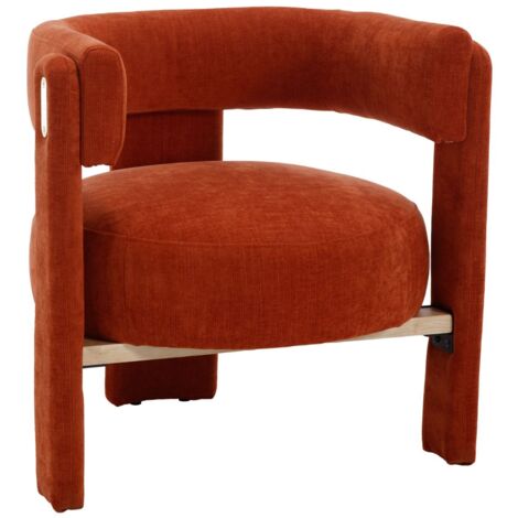Wahson Sillón de Chenilla Sillón Tapizado Ocasional para Maquillaje Sillón de Tocador para Dormitorio y Salón, Naranja