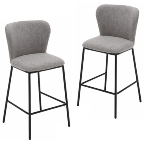 Wahson Juego de 2 Taburetes de Bar en Lino Sillas Sodernas con Respaldo Sencillo para Bares Domésticos Cocinas y Restaurantes, Gris