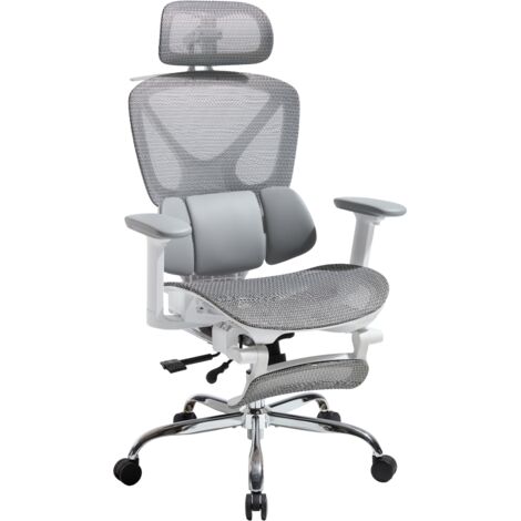 Ya-Home Silla de Oficina de Escritorio Ejecutiva con Respaldo Reclinable Ajustable Silla Ergonómica para Ordenador con Reposapiés para Oficina, Gris