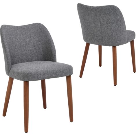CHAIRUS Sillas de Comedor Juego de 2 en Lino Cocina Rústica Retro con Patas de Madera para Salón o Restaurante, Gris