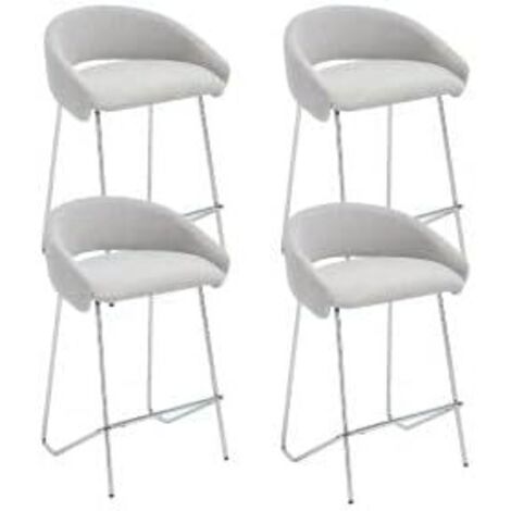Wahson Taburetes altos Juego de 4, Estilo Industrial Taburetes para Isla de Cocina, Sillas de Bar con Estructura Metálica Plateada para Cocina/Cafetería, Gris