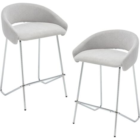 Wahson Taburetes altos Juego de 2, Estilo Industrial Taburetes para Isla de Cocina, Sillas de Bar con Estructura Metálica Plateada para Cocina/Cafetería, Gris