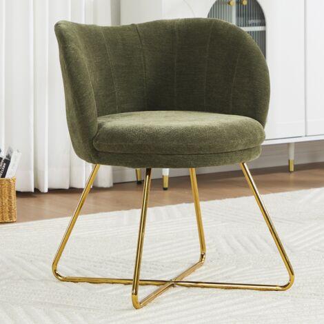 Wahson Sillones relax en Chenilla, Decorativo Sillón con Patas Cruzadas Doradas, Moderno y Elegante Sillón para Dormitorio y Salón, Verde