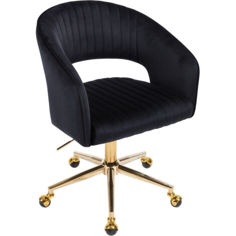 Wahson Sillas de oficina, Regulable Silla en Altura con Respaldo Hueco, Giratoria Silla de Escritorio para Dormitorio Oficina, Negro