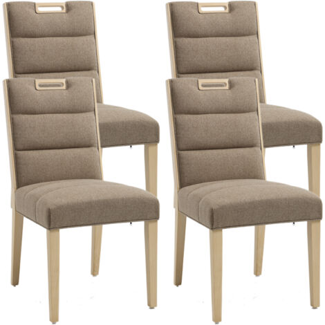 Wahson Sillas de comedor Juego de 4, Chenilla Sillas tapizadas con Estructura de Madera, Silla de cocina sin brazos, Silla auxiliar con respaldo largo, Gris