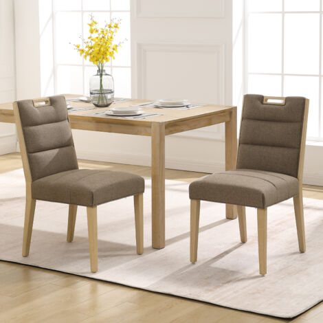 Wahson Sillas de comedor Juego de 2, Chenilla Sillas tapizadas con Estructura de Madera, Silla de cocina sin brazos, Silla auxiliar con respaldo largo, Gris