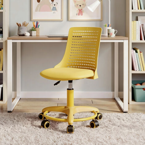Wahson Sillas de oficina, Silla Infantil Regulable en Altura para Escritorio, Silla Ergonómica con Respaldopara para Niño de 3 a 10 años, Amarillo